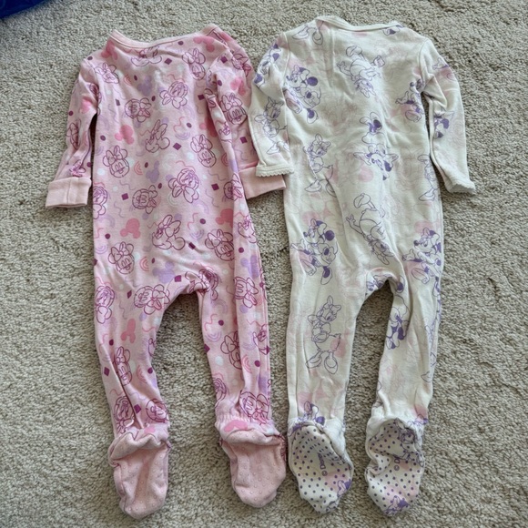 6-9M Disney Baby Minnie Mouse & Daisy 2 Footies Coveralls - Picture 5 of 9